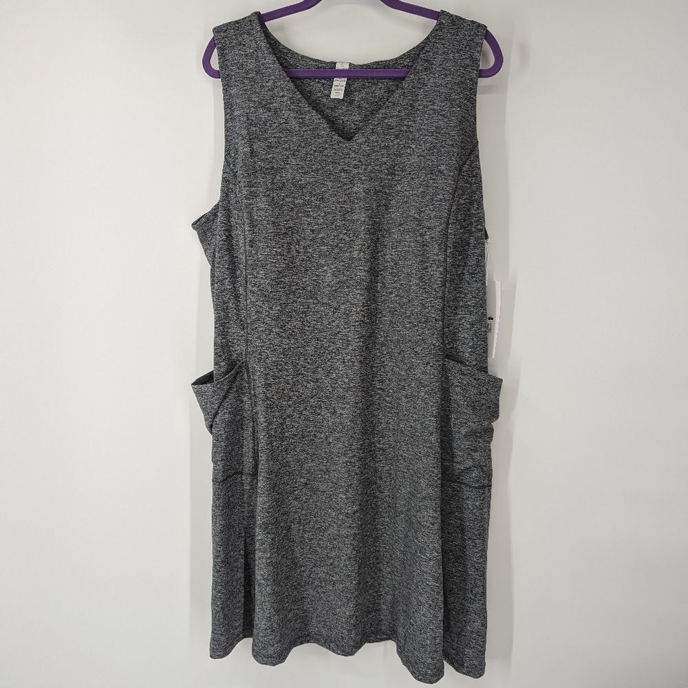 Balance Collection Gray V-Neck Sleeveless Activewear Dress Pockets 2X NWT